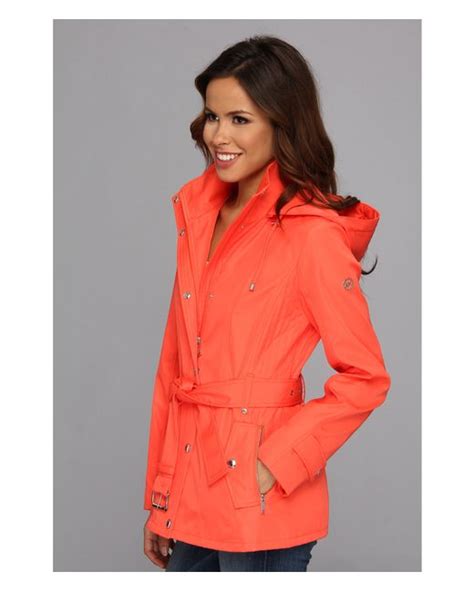 michael kors orange leather jacket|Michael Kors waterproof jacket.